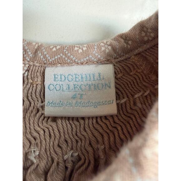 Dillards Edgehill Collection Beige Long Sleeve Smocked Full Skirt Buttons 4T - Picture 4 of 4